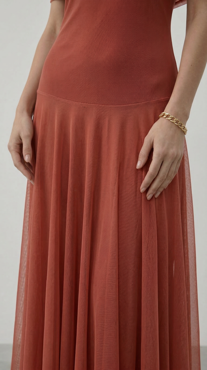 GIORGINA | Abito lungo firmato - Salmone