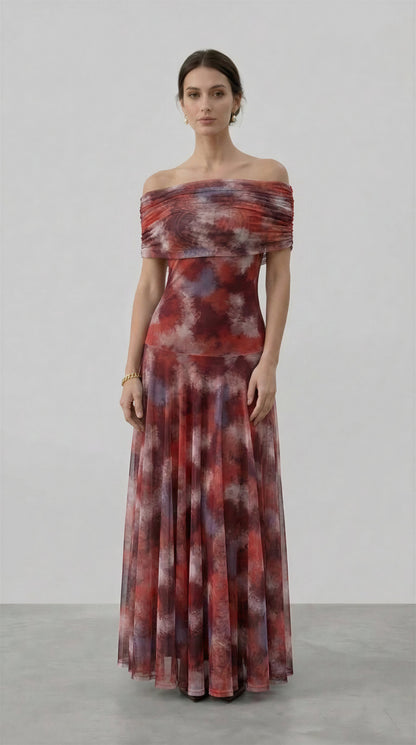 GIORGINA | Abito lungo firmato - Rosso Terra