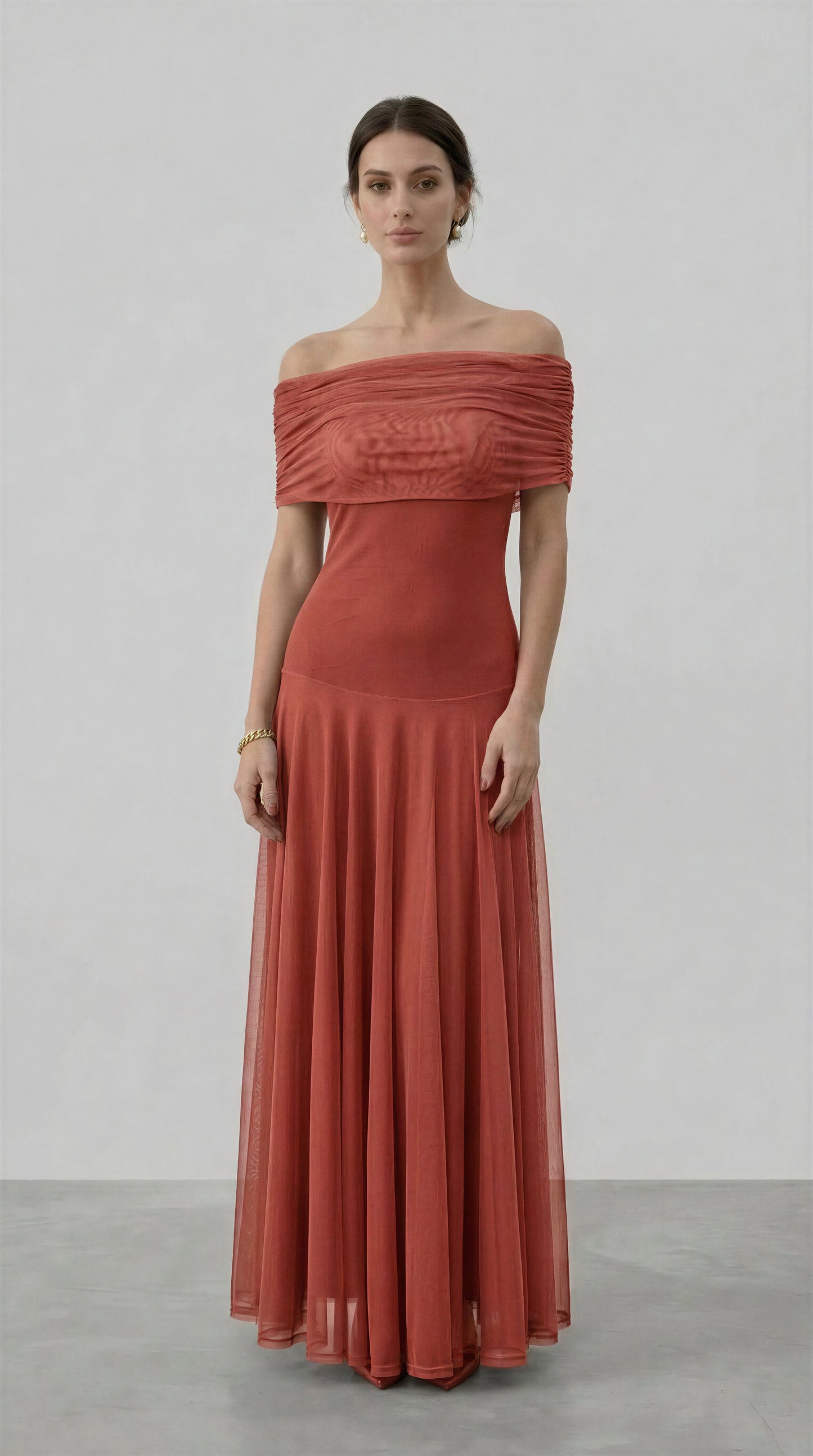 GIORGINA | Abito lungo firmato - Salmone