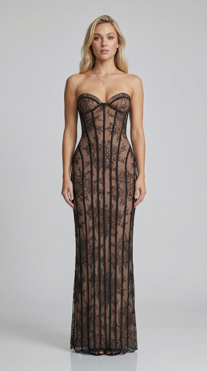 Chloe | Maxii Dress - Pizzo Nero