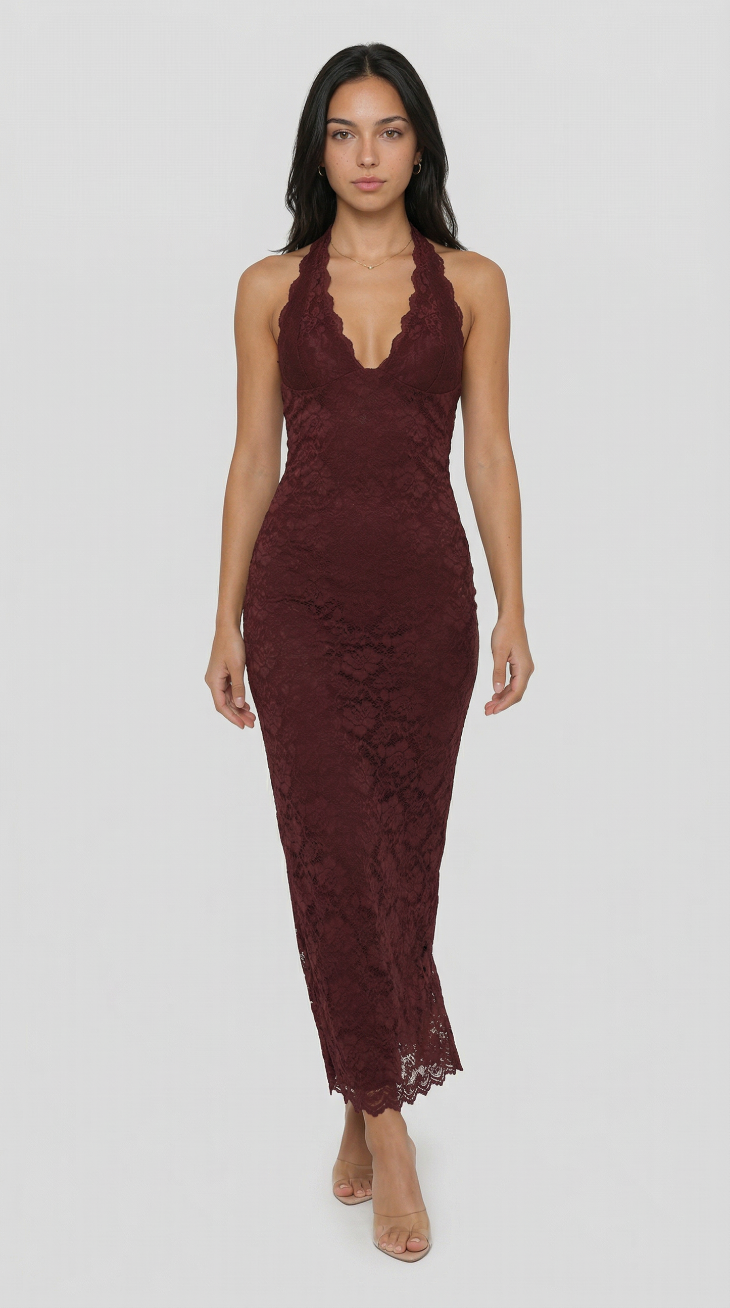 Julie | Lace Me Maxi Dress - Bordeaux