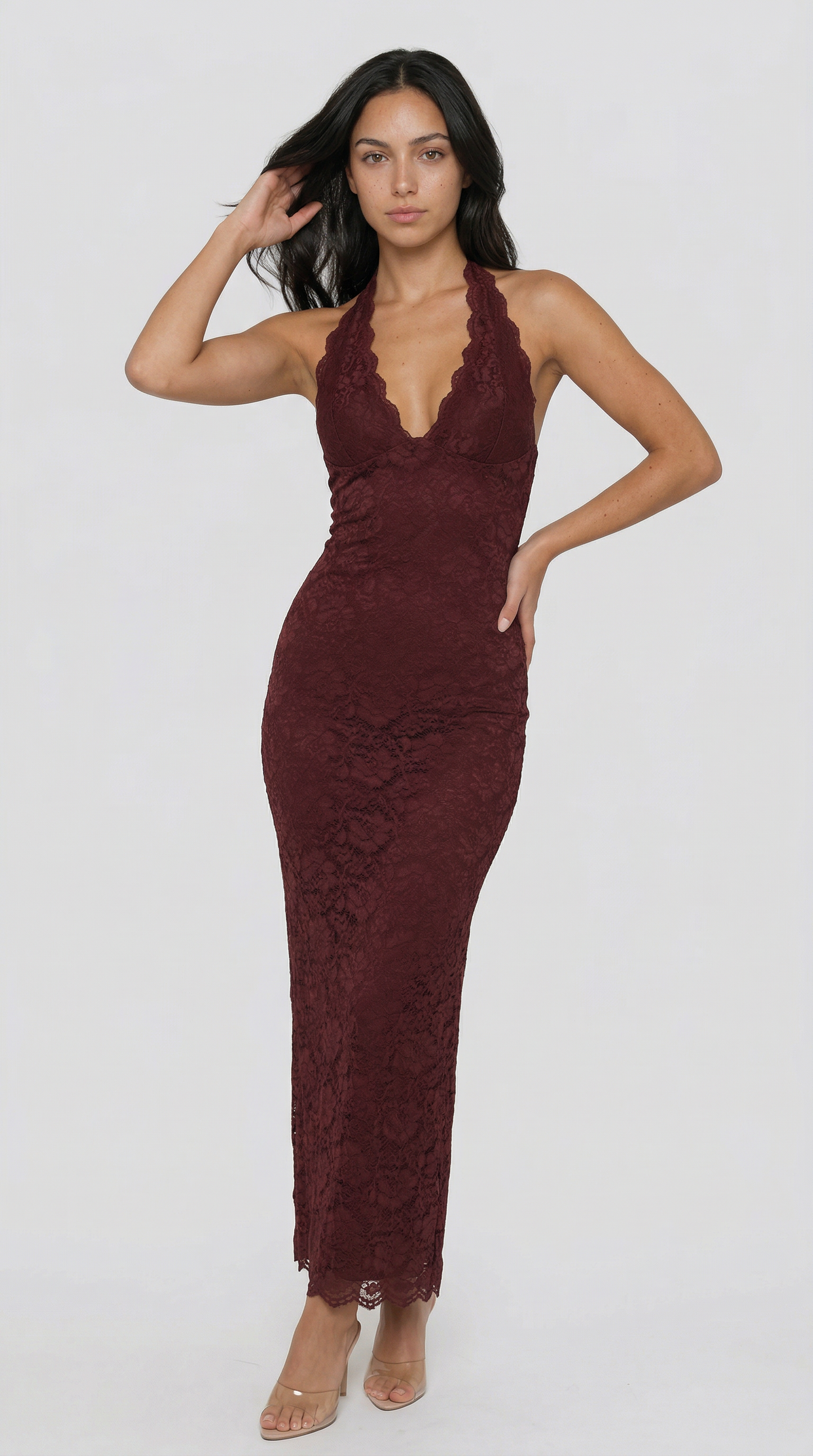 Julie | Lace Me Maxi Dress - Bordeaux