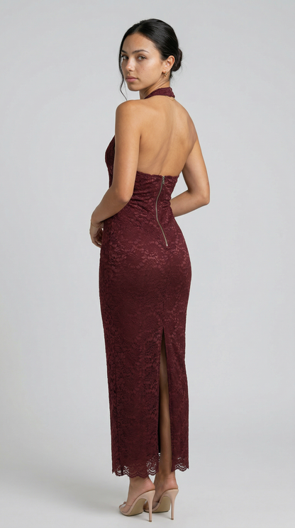 Julie | Lace Me Maxi Dress - Bordeaux
