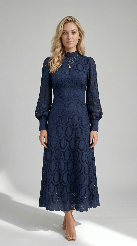 Valentina | Lace Dress - Blu scuro
