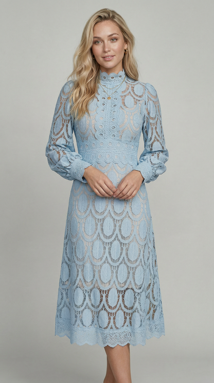 Valentina | Lace Dress - Azurro