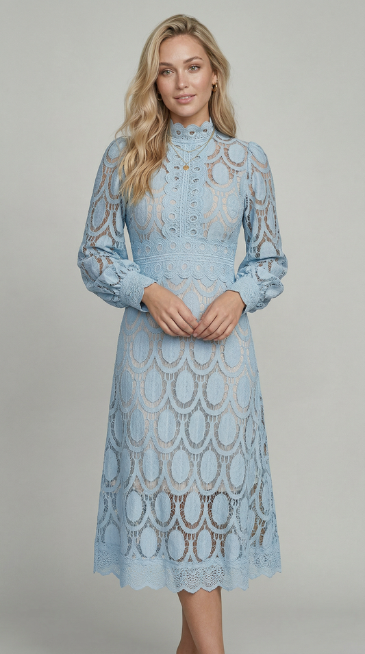 Valentina | Lace Dress - Azurro