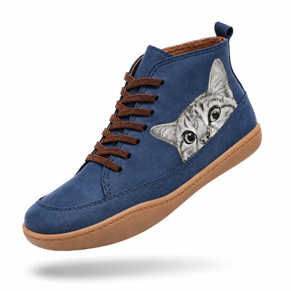 Stivaletto Funny blu con motivo gatto, vista singola