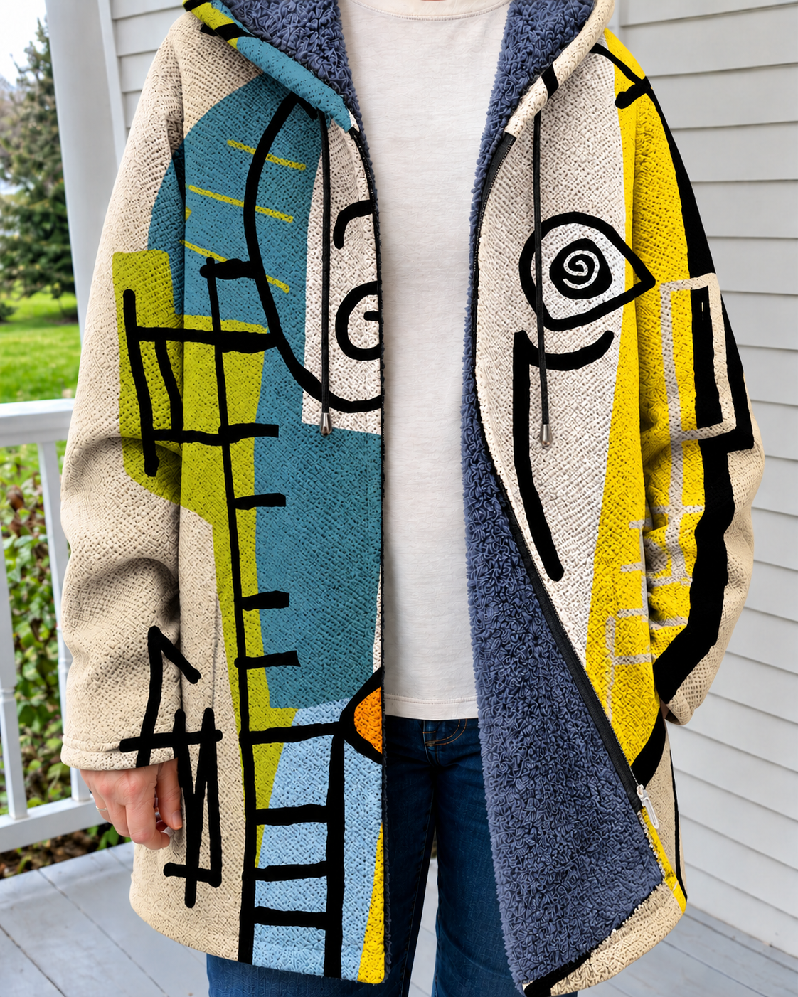 Gabriele | Cardigan Artistico con Cappuccio — indossato