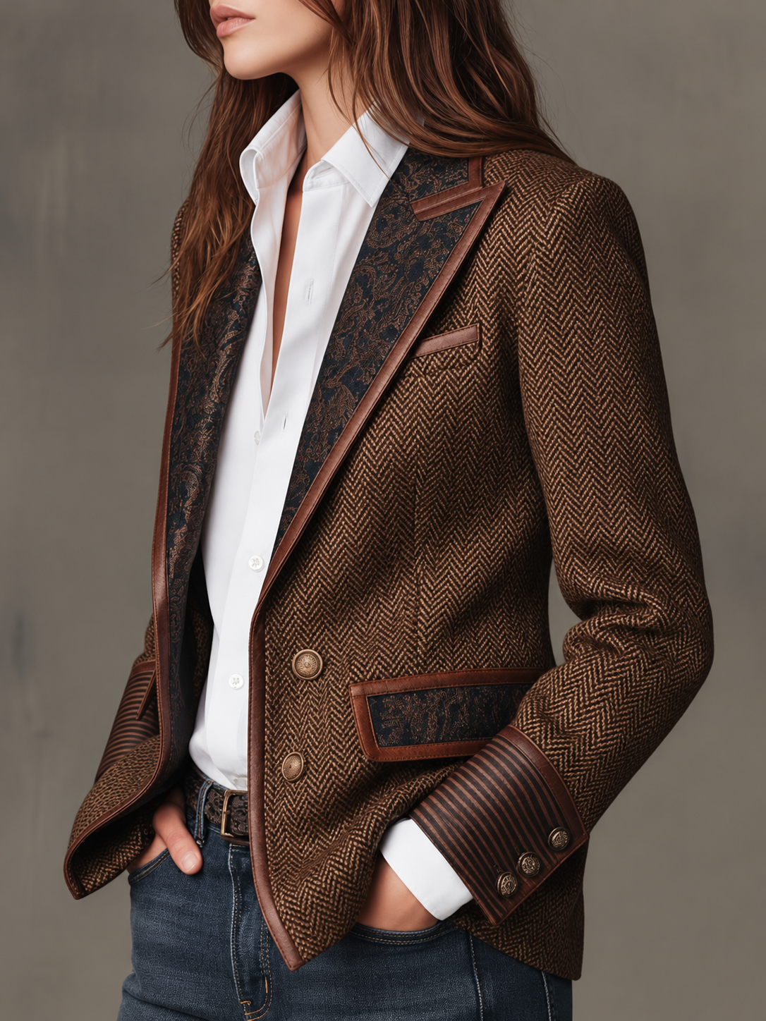 Gisèle — Blazer con inserti chevron stampati, vista 11