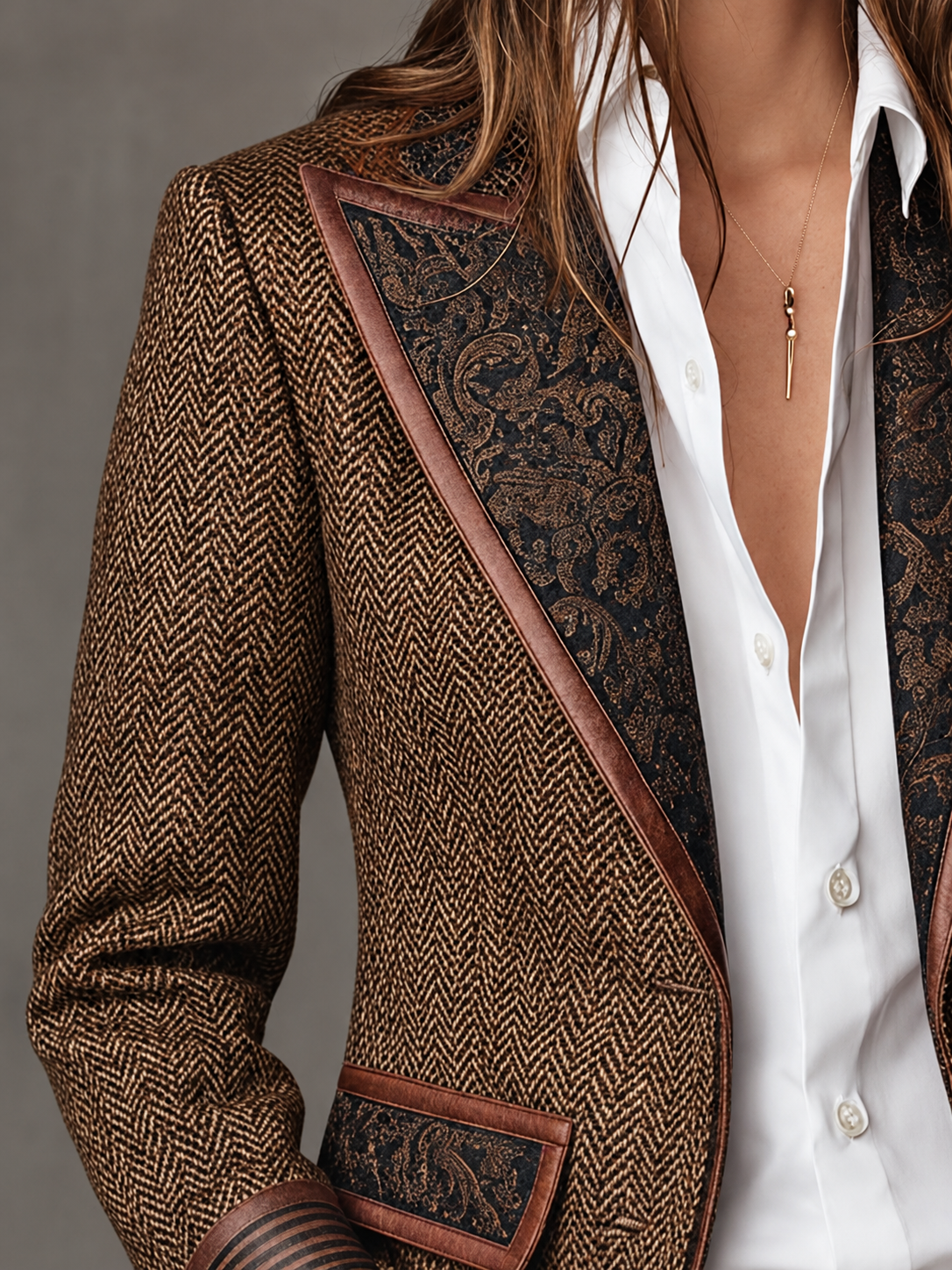 Gisèle — Blazer con inserti chevron stampati, vista 6