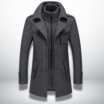 Gkiokas | Cappotto caldo ed elegante, grigio, vista frontale