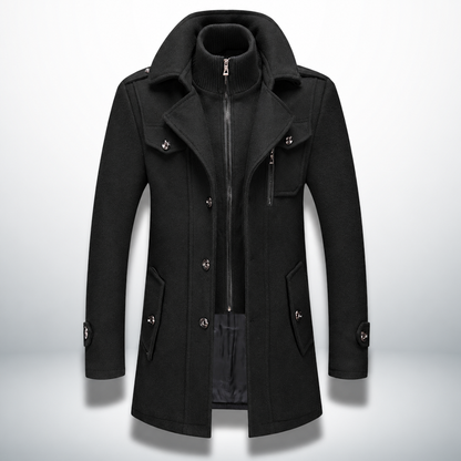 Gkiokas | Cappotto caldo ed elegante, nero, vista frontale