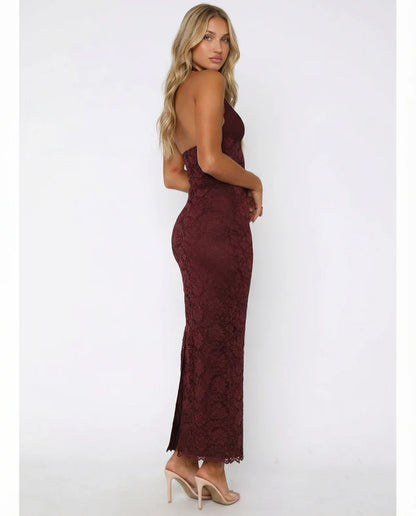 Julie | Lace Me Maxi Dress - Bordeaux
