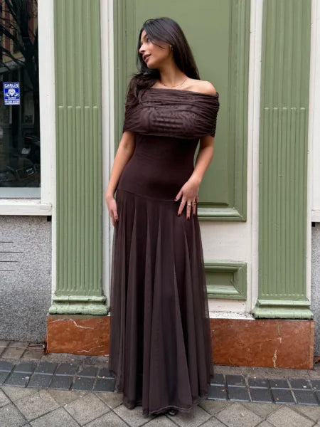 GIORGINA | Abito lungo firmato - Salmone