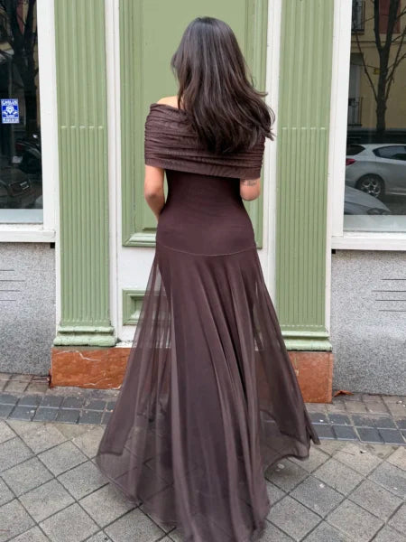 GIORGINA | Abito lungo firmato - Salmone