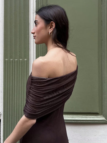 GIORGINA | Abito lungo firmato - Marrone