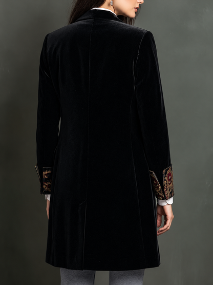 Léontine — Blazer nero slim fit con stampa barocca, vista 9