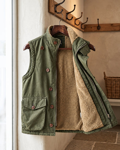 Gilet Lorenzo verde militare con interno sherpa