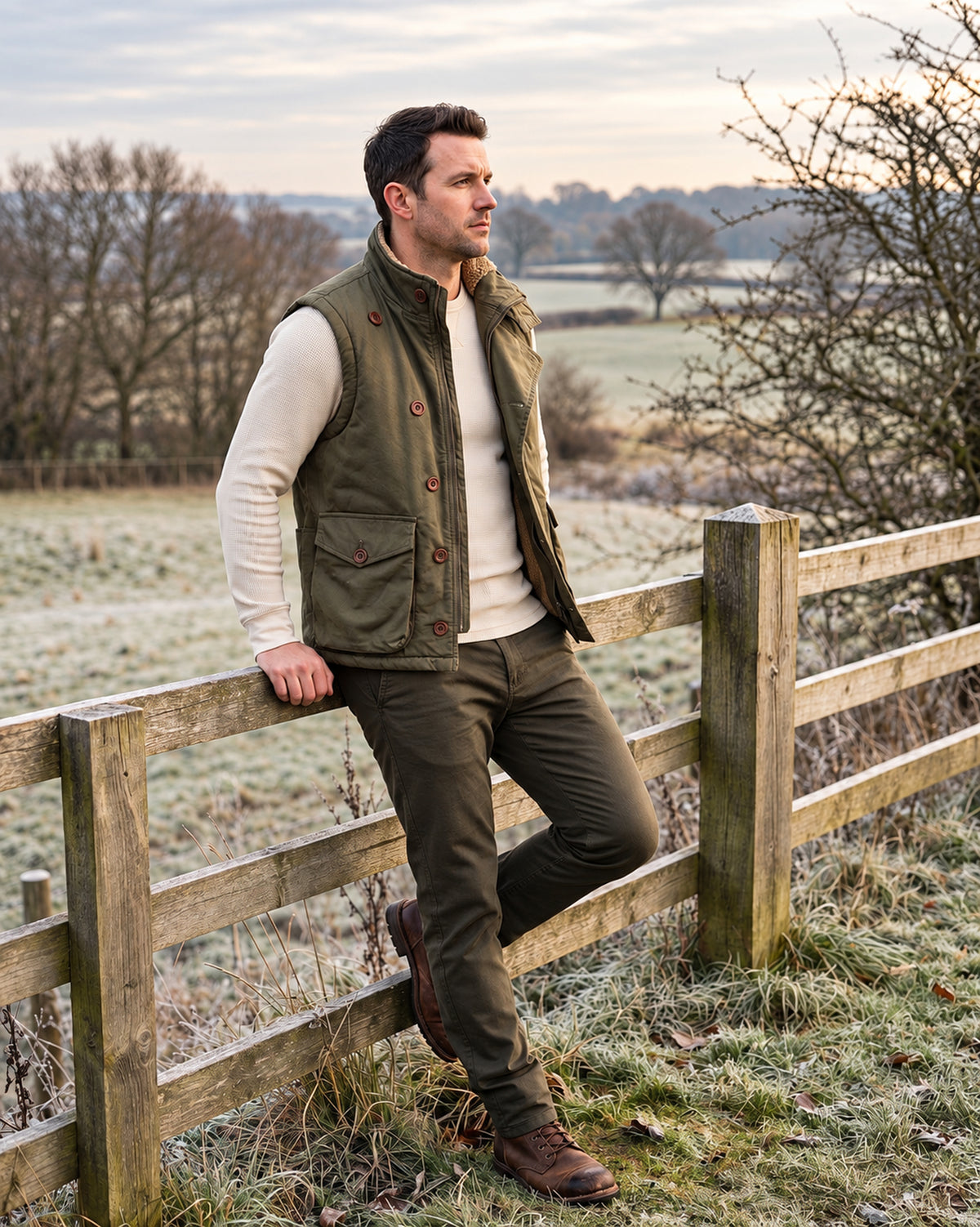 Gilet Lorenzo verde militare look completo
