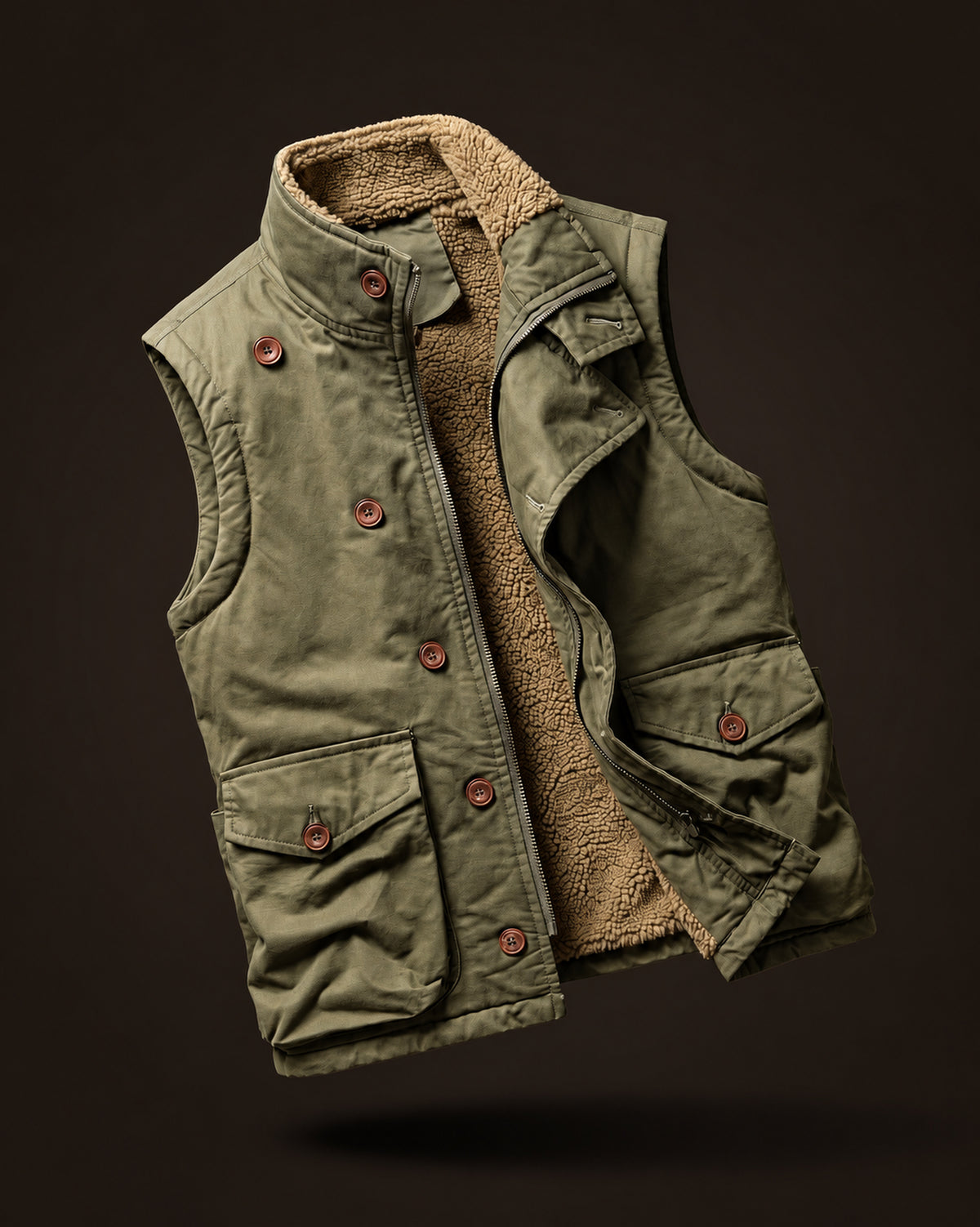 Gilet Lorenzo verde militare still life