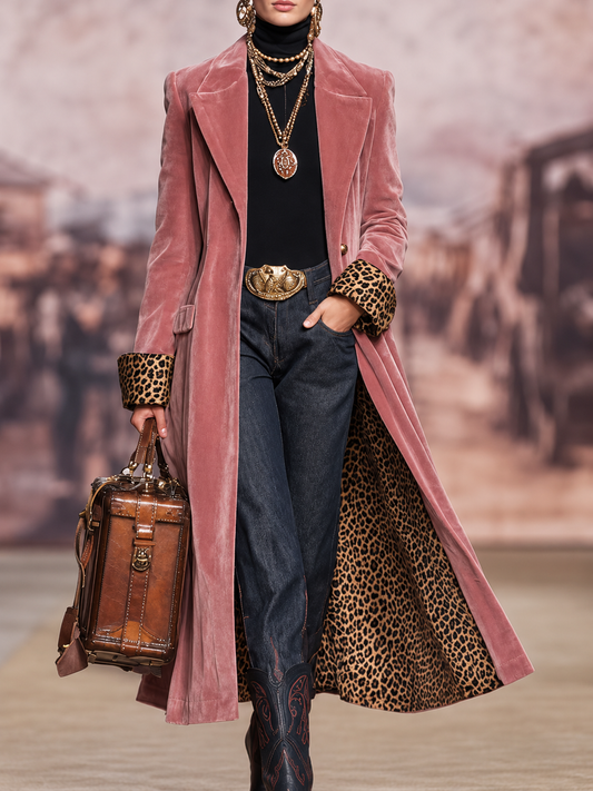 Madison, cappotto lungo con fodera leopardata rosa antico, vista 2