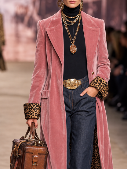 Madison, cappotto lungo con fodera leopardata rosa antico, vista 4