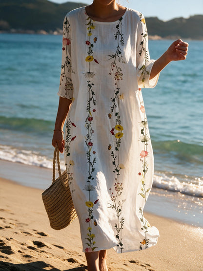 Abito casual da donna con stampa floreale - Bianco