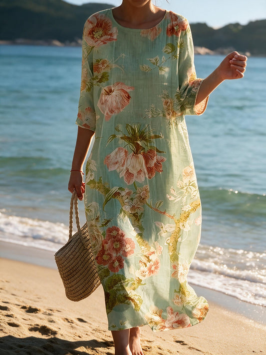 Abito casual da donna con stampa floreale - Verdee