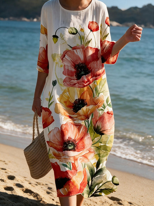 Abito casual da donna con stampa floreale - Tulipano