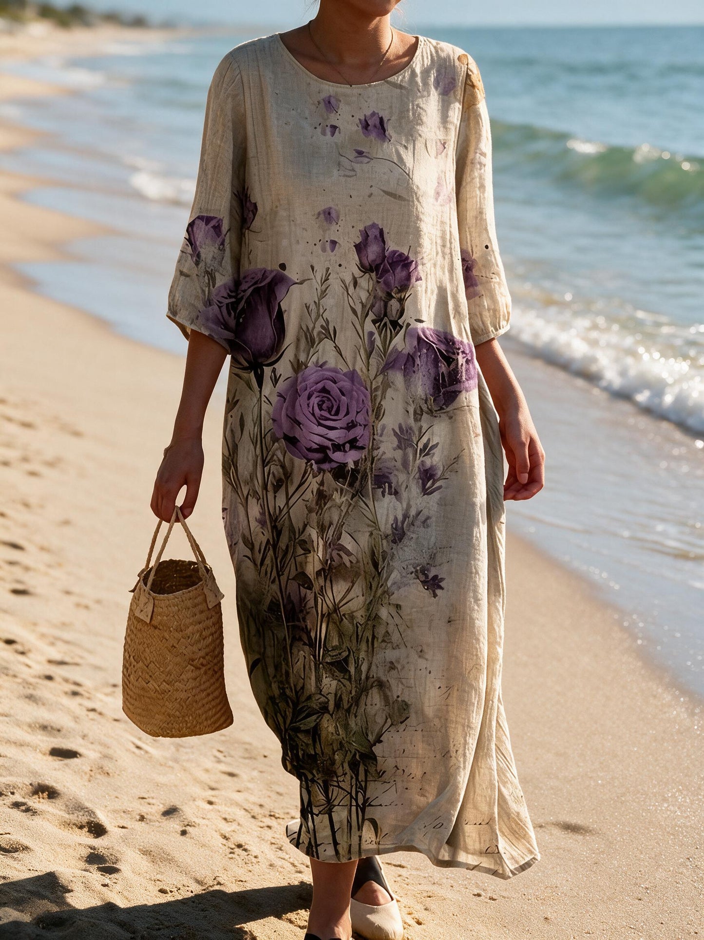 Abito casual da donna con stampa floreale - Grigio