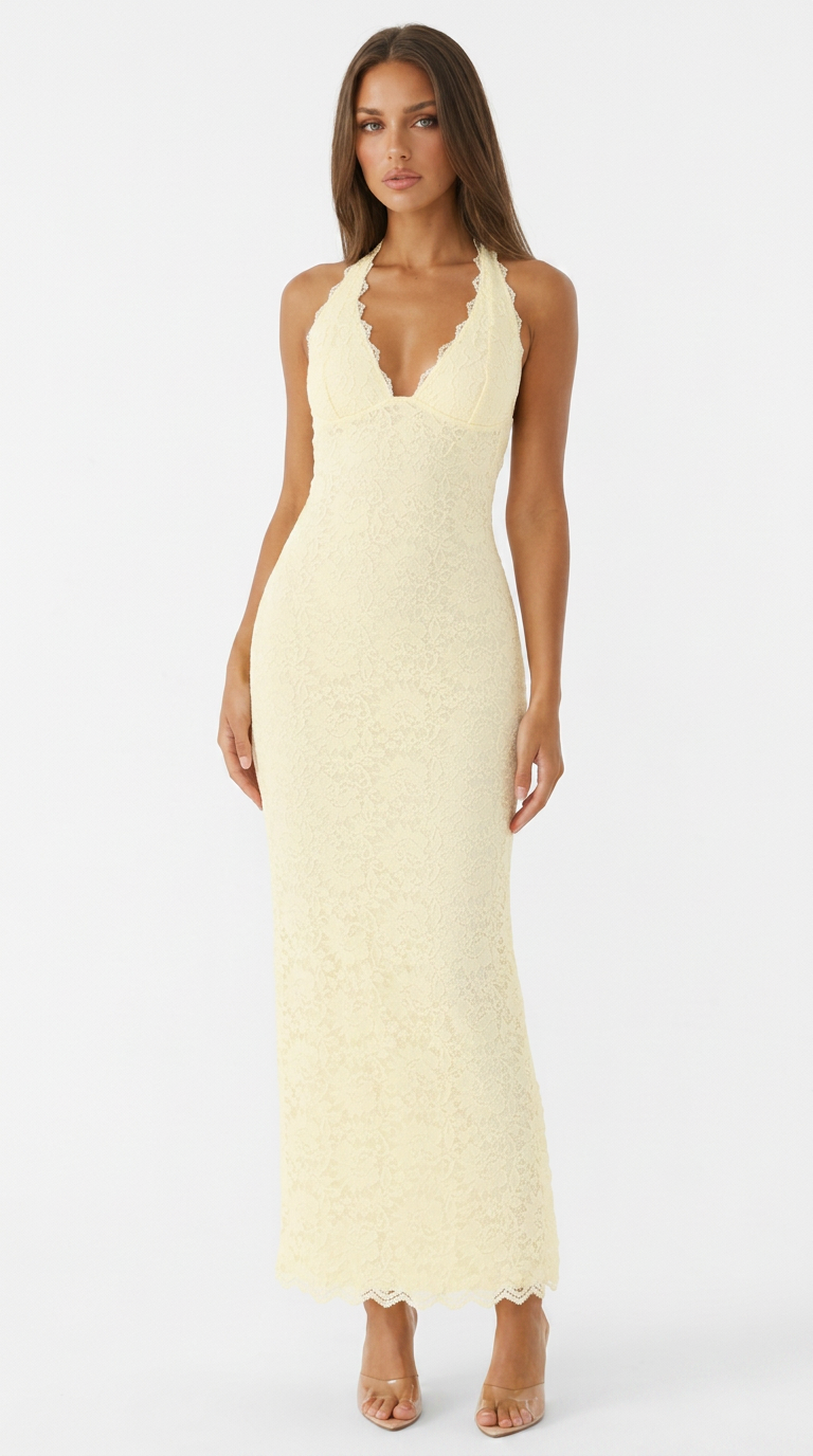 Julie | Lace Me Maxi Dress - Limone