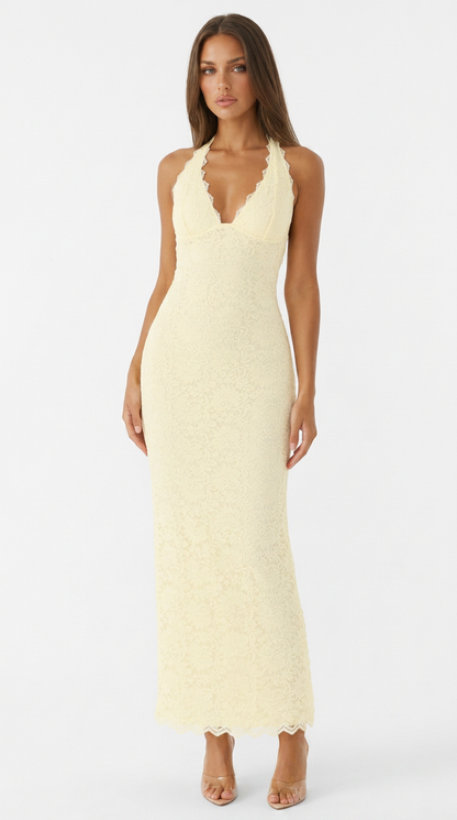 Julie | Lace Me Maxi Dress - Limone