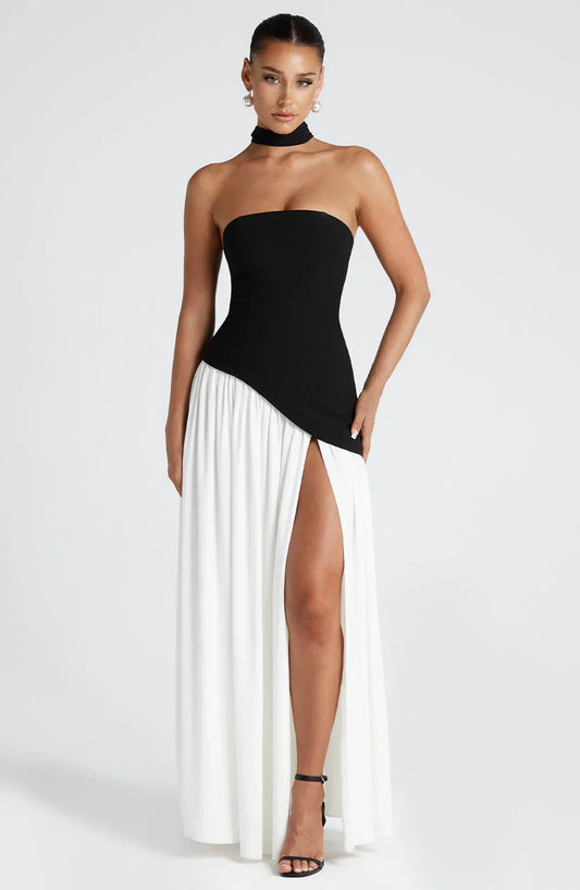 Aura Maxi Abito - Nero-Blanc
