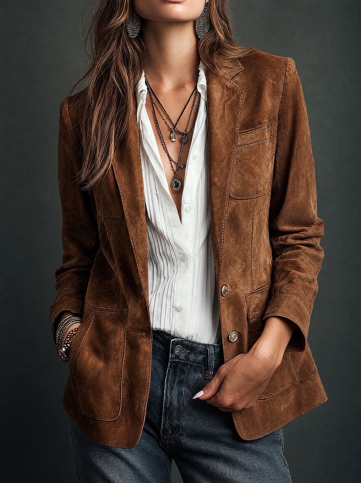 Marcelle — Blazer marrone vintage, vista 1