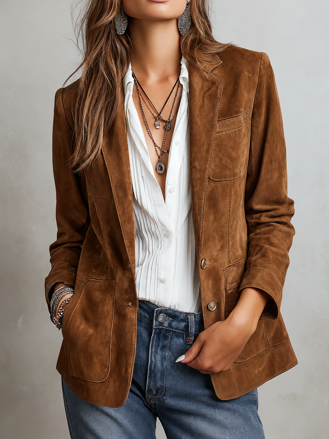 Marcelle — Blazer marrone vintage, vista 2