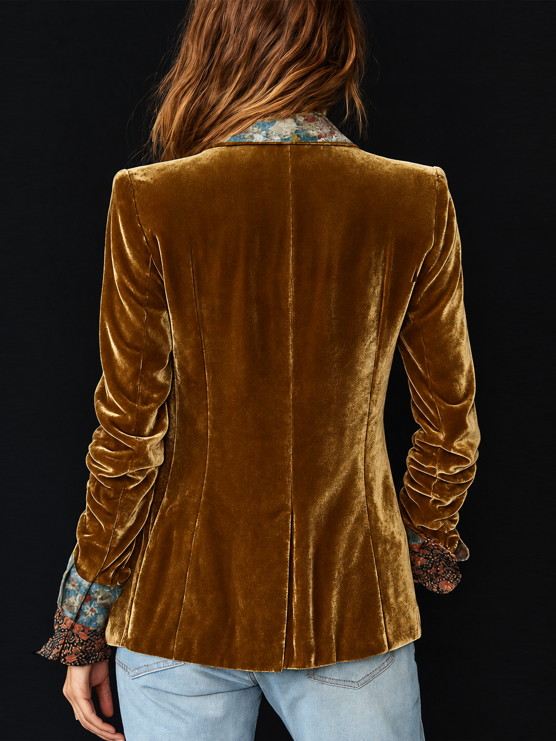 Marcelline — Blazer vintage patchwork con stampa floreale, vista 3