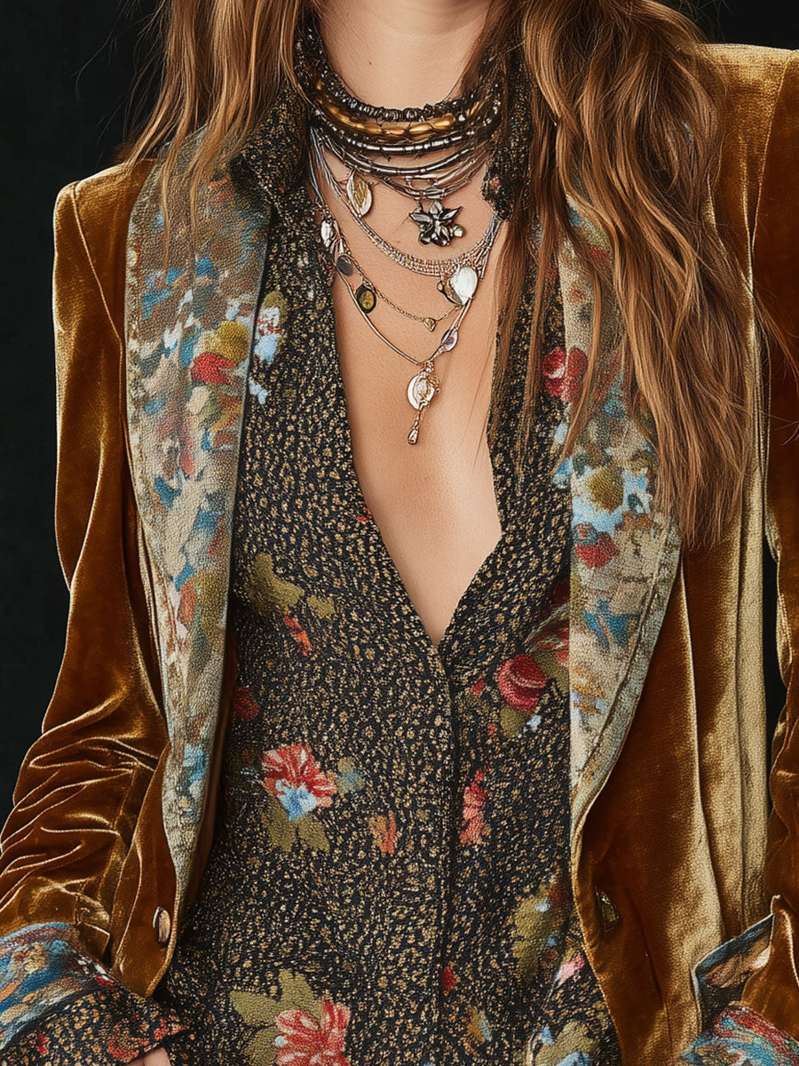 Marcelline — Blazer vintage patchwork con stampa floreale, vista 4