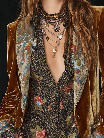 Marcelline — Blazer vintage patchwork con stampa floreale, vista 4