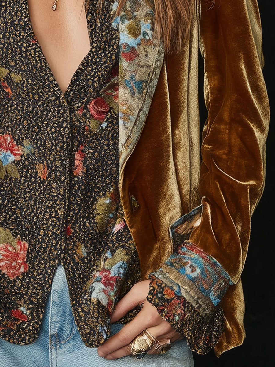 Marcelline — Blazer vintage patchwork con stampa floreale, vista 5