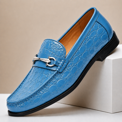 Mocassini Dorvaro azzurri in pelle goffrata