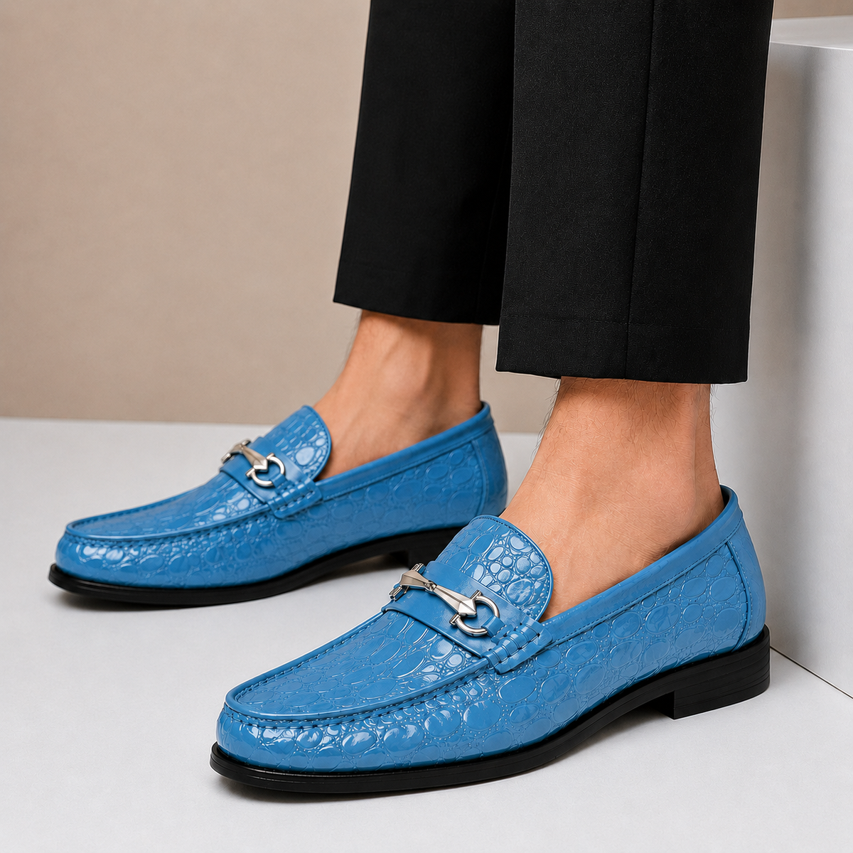 Mocassini Dorvaro azzurri indossati