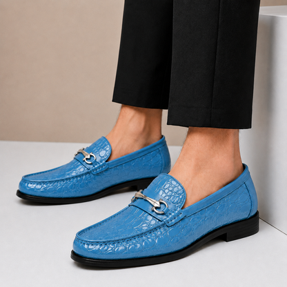 Mocassini Dorvaro azzurri indossati
