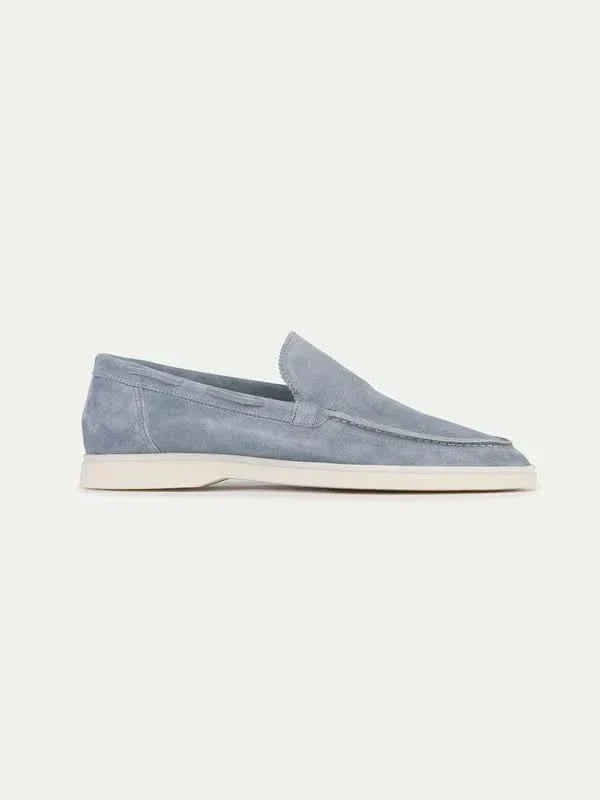 Mocassino classico in camoscio azzurro - vista 1