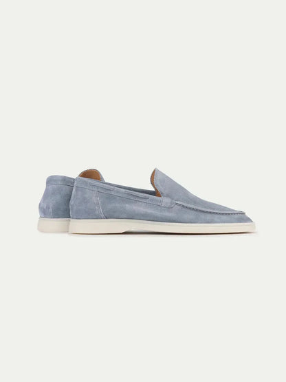 Mocassino classico in camoscio azzurro - vista 4