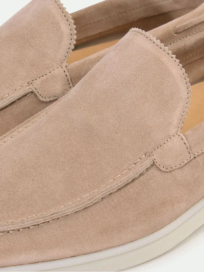 Mocassino classico in camoscio beige - vista 4