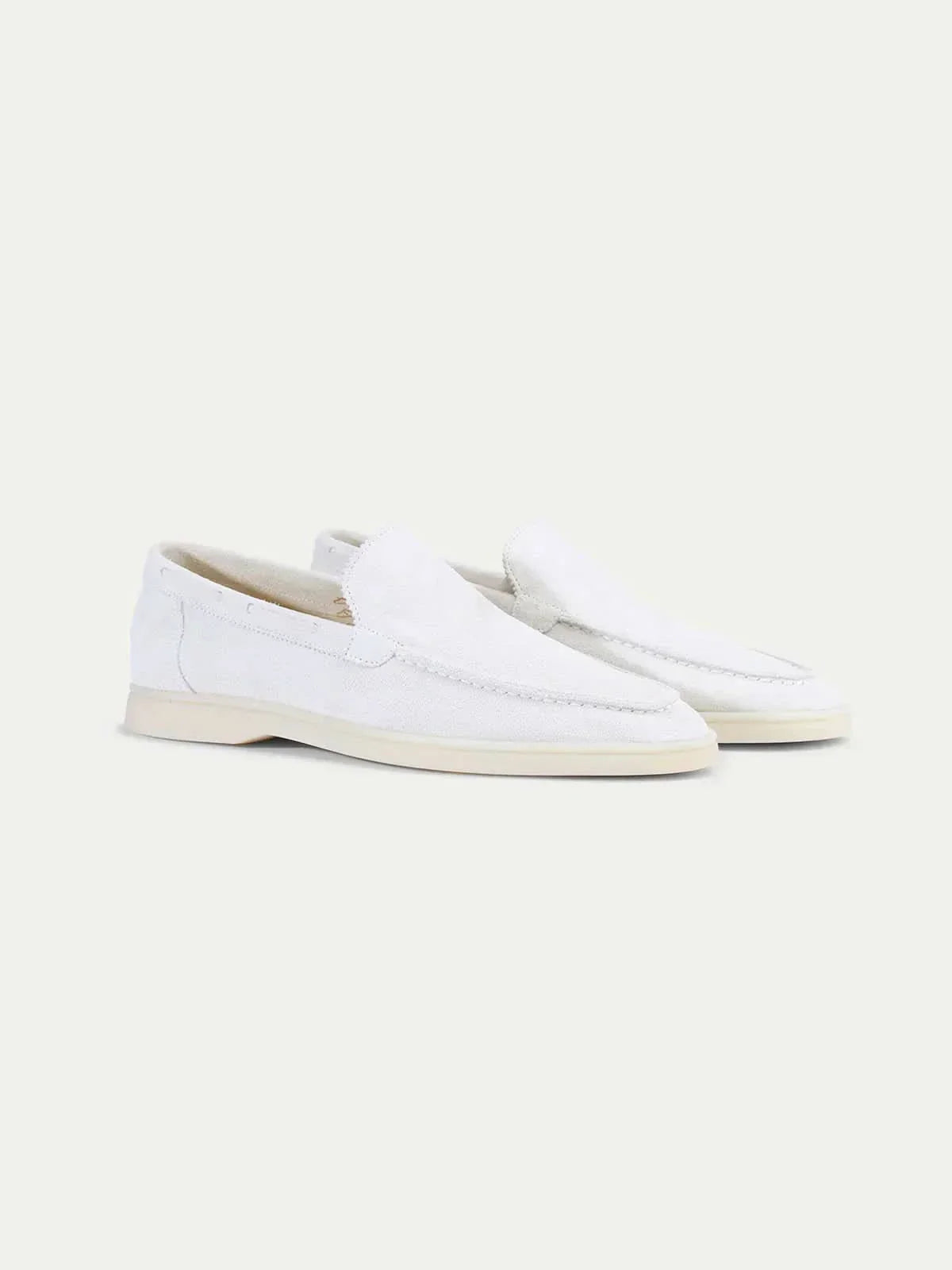 Mocassino classico in camoscio bianco perla - vista 2