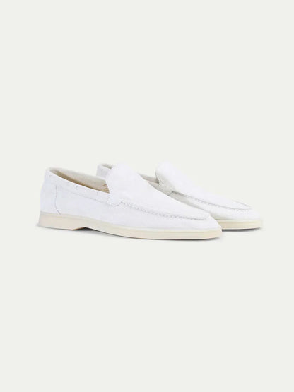 Mocassino classico in camoscio bianco perla - vista 2