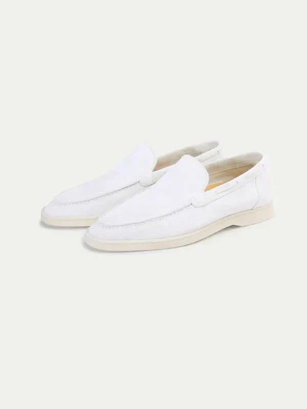 Mocassino classico in camoscio bianco perla - vista 5
