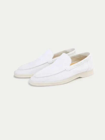 Mocassino classico in camoscio bianco perla - vista 5
