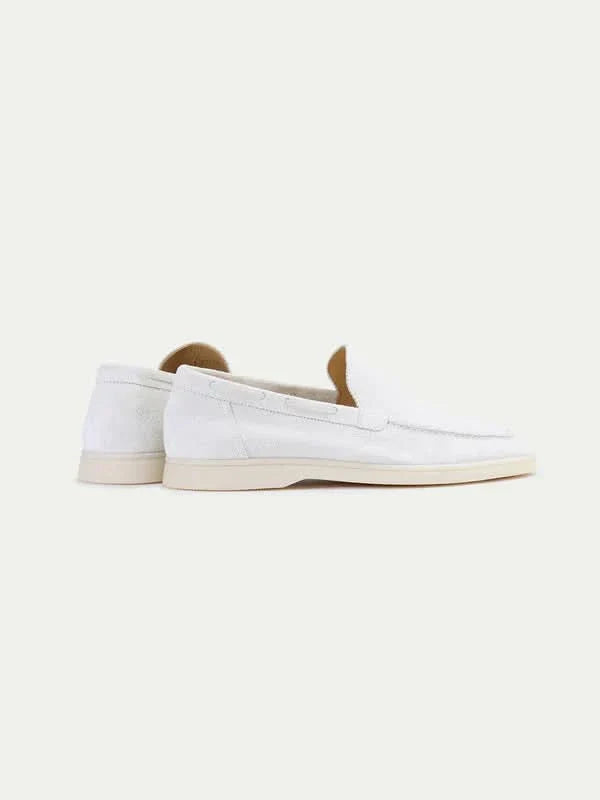 Mocassino classico in camoscio bianco perla - vista 6